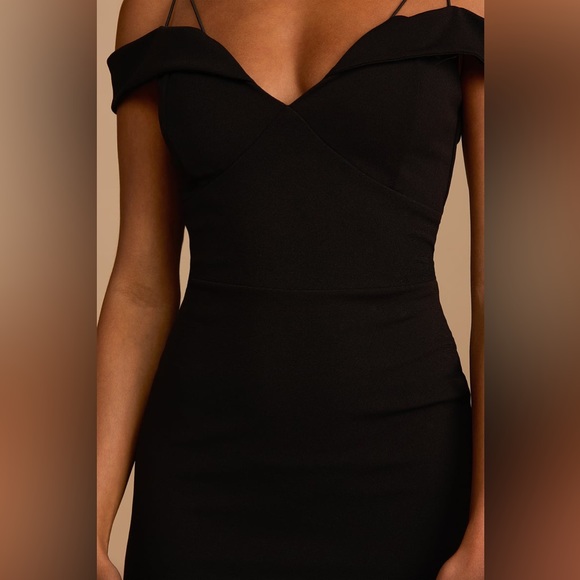 Black Off-the-Shoulder Bodycon Mini Dress Lulus Small - Picture 3 of 6